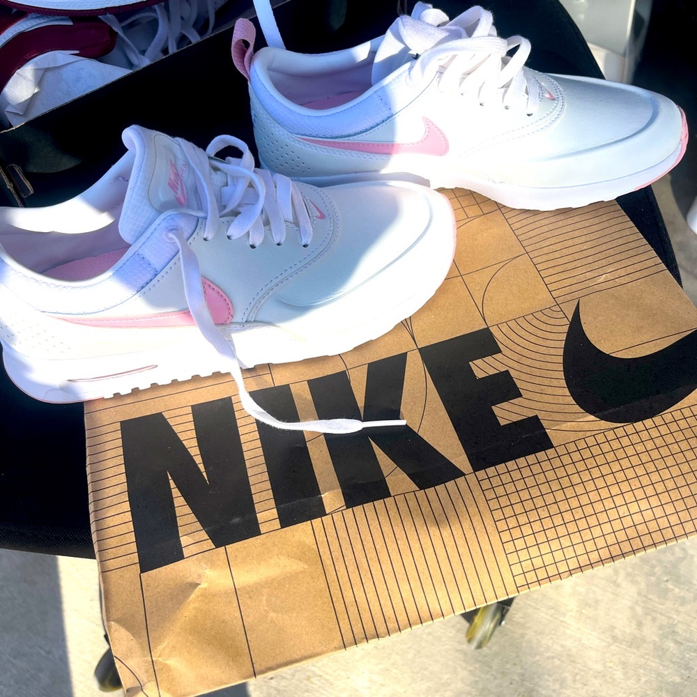Youth pink and white nikes